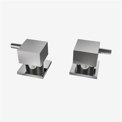 (Pair) Deck Mounted Square Side Valve Handles for Bath Filler Taps - Chrome