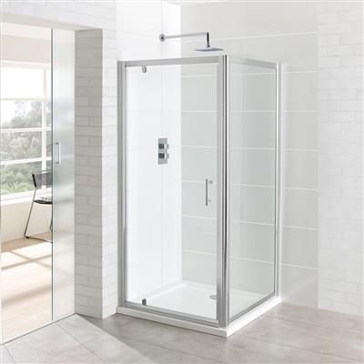 Vantage 6mm Easy Clean 1850mm x 800mm Pivot Shower Door - Chrome