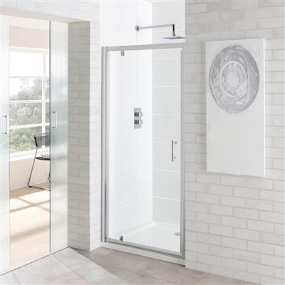 Vantage 6mm Easy Clean 1850mm x 900mm Pivot Shower Door - Chrome