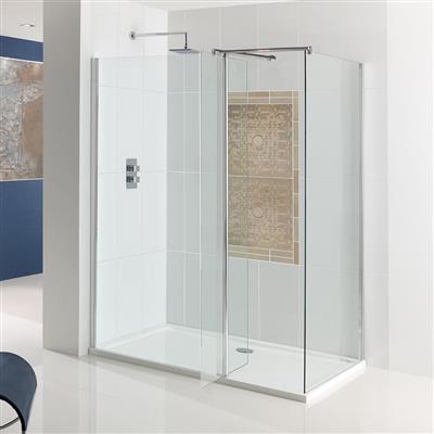 Vantage 8mm Easy Clean 1950mm x 800mm Walk-In Side Shower Panel - Chrome