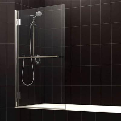 Corniche 8mm  1400 x 800mm Thin Edged Bath Screen with Towel Rail - Chrome Profiles