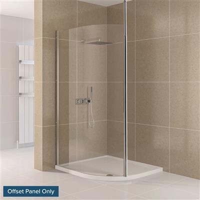 Valliant 8mm 1850mm x 1200mm Round Pole Walk-In Offset Shower Panel - Chrome