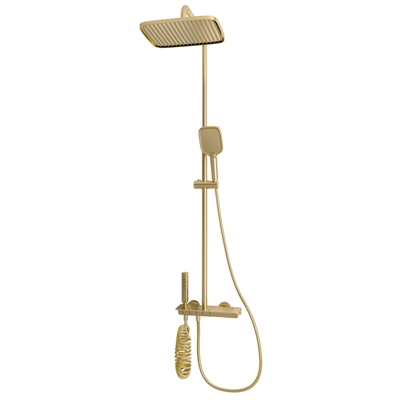 Exposed Thermostatic Shelf Shower set - Brushed Brass