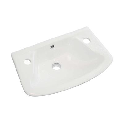 Loire 35cm x 25cm 2 Tap Hole Ceramic Cloakroom Basin with Overflow - White