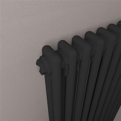 Rivassa 2 Column Radiator 600 x 563mm Matt Black