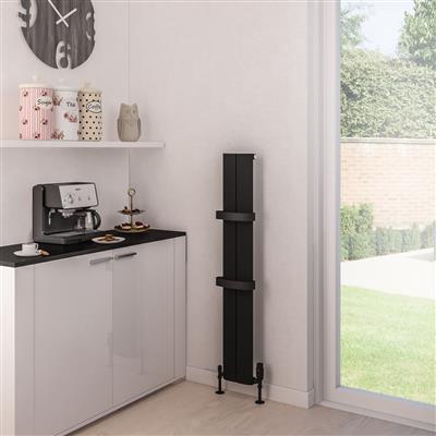 Preston 1200 x 185 Aluminium Radiator Matt Black