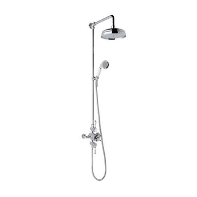 Traditional Riser Kit with Twin Shower Valve, Shower Head & Hose - White & Chrome