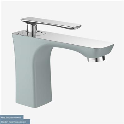 Helston Basin Mono Tap with Waste Gloss Grey