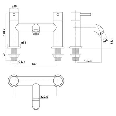 Meriden Bath Filler Tap with Curved Spout Matt Black