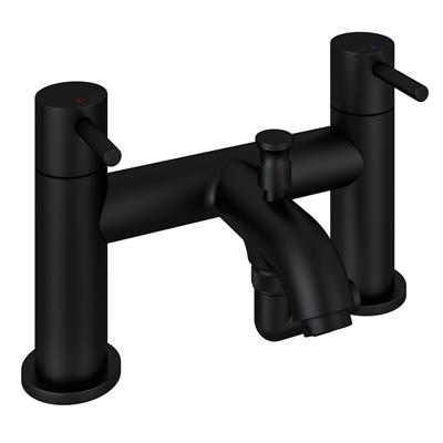 Meriden Bath Shower Mixer Tap with Handset, Hose and Holder Matt Black