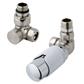 15mm Corner TRV & lockshield valve Brushed Nickel