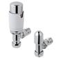 New 15mm Angle TRV & Lockshield Valve Chrome/White Chrome/White