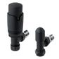 15mm Angled TRV and Lockshield Valve Matt Black