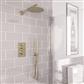 Round Thermostatic Shower Bundle with Shower Head, Valve & Handset - Brushed Brass