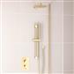 Round Thermostatic Shower Bundle with Shower Head, Valve, Round Riser Kit & Handset - Brushed Brass